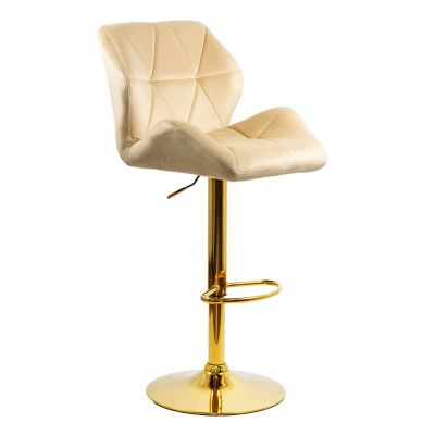 Scaun de bar reglabil pe înălțime, rotativ, suport picioare, catifea, crem, ABS 148