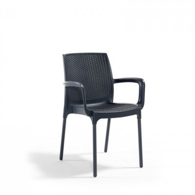 Scaun de gradina SUNSET, model ratan, antracit, 57x57x84 cm