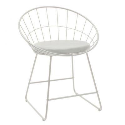 Scaun Seth, Pakoworld, 58x50x71 cm, metal/PVC, alb