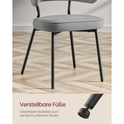 Set 2 scaune dinings, Vasagle, Gri inchis, 54x52x82 cm