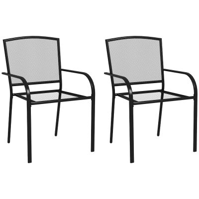 Set de 2 scaune de grădină Outsunny, scaune de exterior stivuibil | Aosom Romania