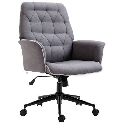 Vinsetto Scaun de Birou Ergonomic Capitonat Înălțime Reglabilă Cotiere Tesatura Efect In 66x69x89.5-97cm Gri Închis | Aosom Romania