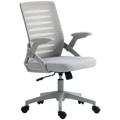 Vinsetto Scaun de Birou Ergonomic, Fotoliu de Birou Pivotant cu Inaltime Reglabila si Brate Rabatabile, 58.5x58x90-100cm, Gri | Aosom Romania