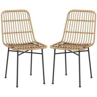 HOMCOM Set 2 Scaune pentru Bucătărie și Living Stil Boho, Scaune Moderne din PE Ratan și Oțel, 45x57x83 cm, Galben | Aosom Romania