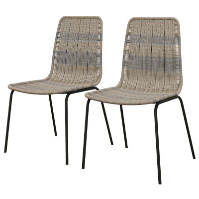 HOMCOM Set din 2 Scaune de Sufragerie, Scaune de Bucătărie, Stil Boem cu Spătar Jos, Picioare din Oțel, 48x55x85 cm, Galben | Aosom Romania