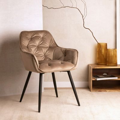 Scaun Cherry, Homla, 57x63x84 cm, catifea din poliester, bej Scaun Cherry, Homla, 57x63x84 cm, catifea din poliester, bej