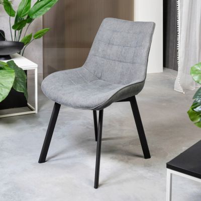 Scaun Colin, Homla, 61x53x88 cm, metal/MDF/textil, gri inchis