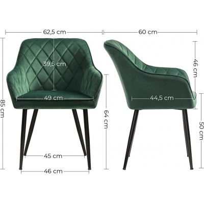 Scaun dining, Songmics, Verde, 62.5x60x85 cm