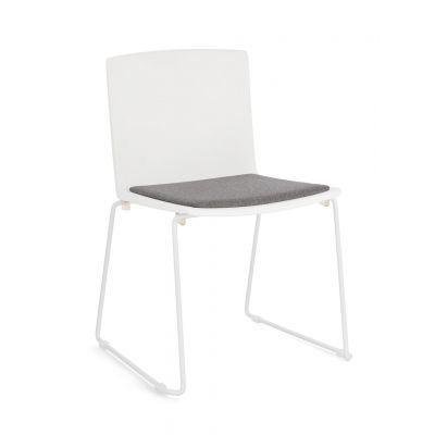 Scaun Giulia, Bizzotto, 43.5x50x79 cm, plastic/poliester/otel, alb