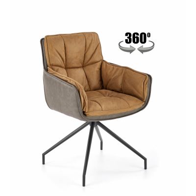 Scaun Hadsund 523, 61x61x85 cm, Piele Ecologica, Maro/Maro Inchis