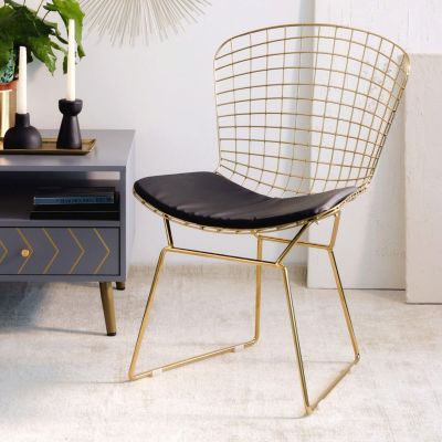 Scaun Industrial, Homla, 58x54x80 cm, metal/piele ecologica, auriu