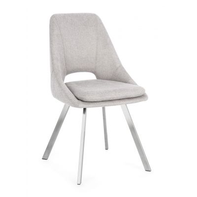 Scaun Kashar, Bizzotto, 45x49.5x85 cm, inox/poliester, gri deschis