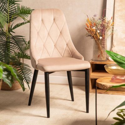 Scaun Louis Quilter, Homla, 44x59x88 cm, metal/MDF/catifea din poliester, bej Scaun Louis Quilter, Homla, 44x59x88 cm, metal/MDF/catifea din poliester, bej