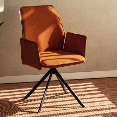 Scaun rotativ Lugro, Homla, 60x56x82 cm, metal/poliester, caramiziu