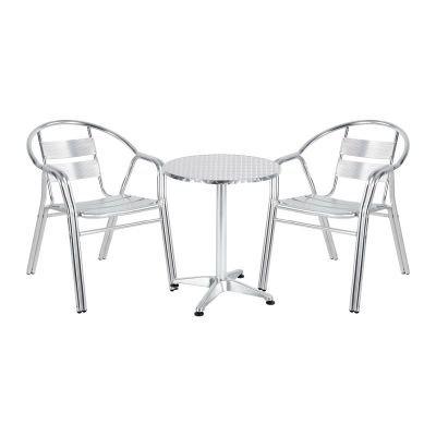 Set 3 buc masă și scaune de grădină Zircu-Lazo Argintiu 60x60x70 cm
