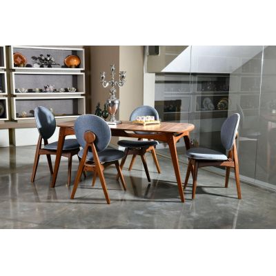 Set Masa Bucatarie și scaune (5 bucăți) Touch Wooden, Nuc, 160x75x80 cm