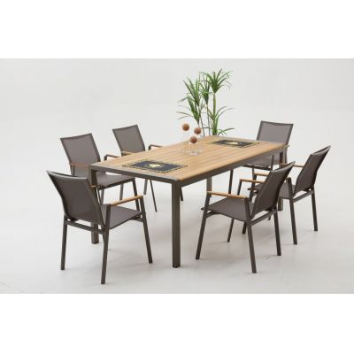 Set masa si scaune de gradina (7 piese) Lara Garden 6 Cappuccino 160x90x75 cm