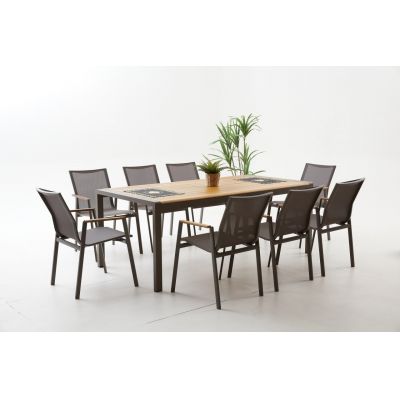 Set masa si scaune de gradina (9 piese) Lara Garden 8 Cappuccino 100x52x87 cm