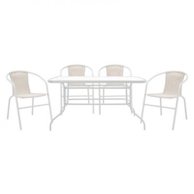 Set Masa si Scaune Gradina Valor-Obbi 5 Piese Alb