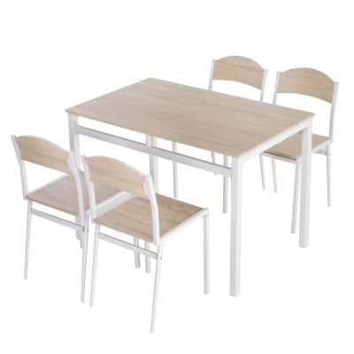 HOMCOM Set Masă de Prânz din 5 Piese cu 1 Masă Dreptunghiulară și 4 Scaune, 100x63x76,5 cm, Gri și Alb | Aosom Romania