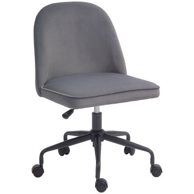HOMCOM Scaun pentru Birou, Scaun din Catifea, Scaun Reglabil pe Înălțime cu Roți Pivotante și Spătar Central, 52x52x80-88 cm, Gri | Aosom Romania