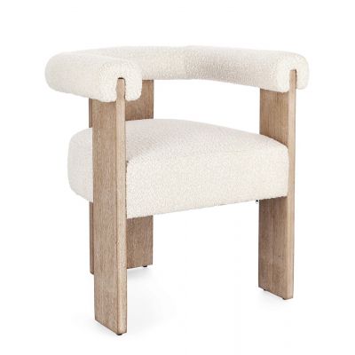 Scaun Agape, Bizzotto, 70 x 60 x 71 cm, lemn de pin/poliester Boucle, natural