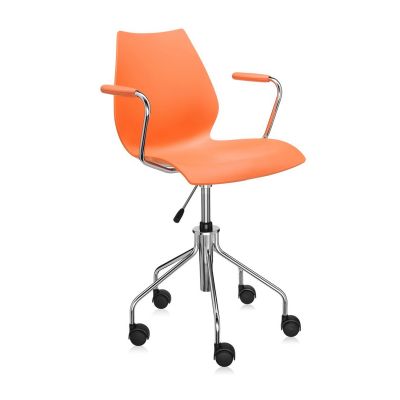 Scaun birou cu brate Kartell Maui design Vico Magistretti portocaliu