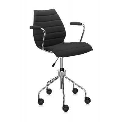 Scaun birou cu brate Kartell Maui Soft design Vico Magistretti Trevira negru