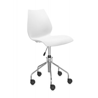 Scaun birou Kartell Maui design Vico Magistretti alb zinc