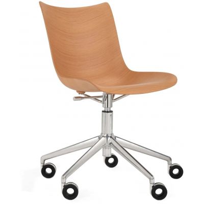 Scaun birou Kartell P/Wood design Philippe Stark baza crom Light Wood
