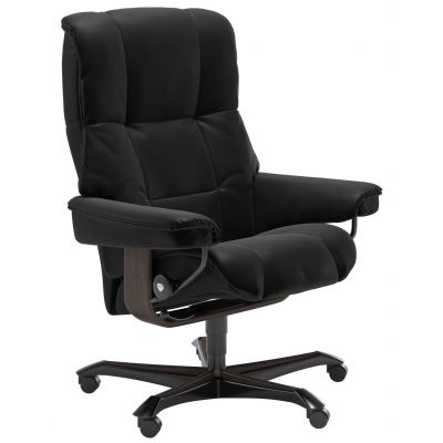 Scaun birou Stressless Mayfair Office cadru wenge tapiterie piele Batik Black