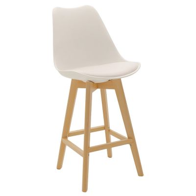 Scaun de bar Gaston plastic - piele ecologica alb
