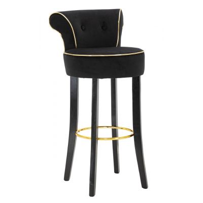 Scaun de bar Luxy, Mauro Ferretti, 46x48x96 cm, catifea, negru