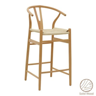 Scaun de bar Wishbone lemn de fag, culoare lemn natural- funie culoare lemn naturala 53x54x107cm