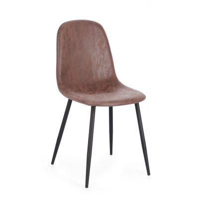 Scaun Irelia, Bizzotto, 52.5x42.5x90 cm, otel/piele ecologica, maro cognac