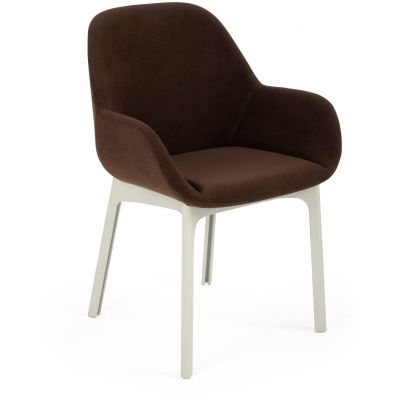 Scaun Kartell Clap design Patricia Urquiola baza alb tapiterie Aquaclean maro