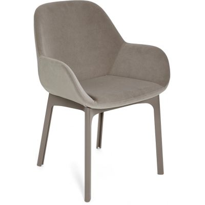 Scaun Kartell Clap design Patricia Urquiola baza grej tapiterie Aquaclean ecru