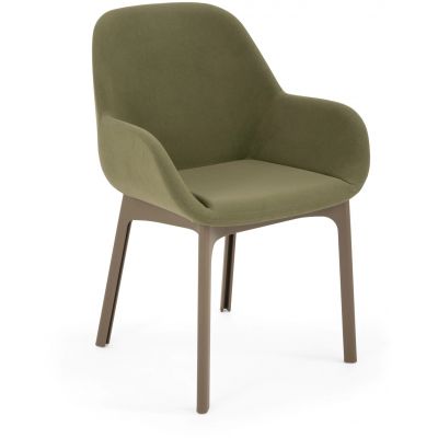 Scaun Kartell Clap design Patricia Urquiola baza grej tapiterie Aquaclean verde