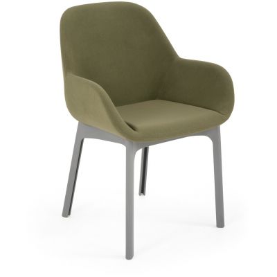 Scaun Kartell Clap design Patricia Urquiola baza gri tapiterie Aquaclean verde