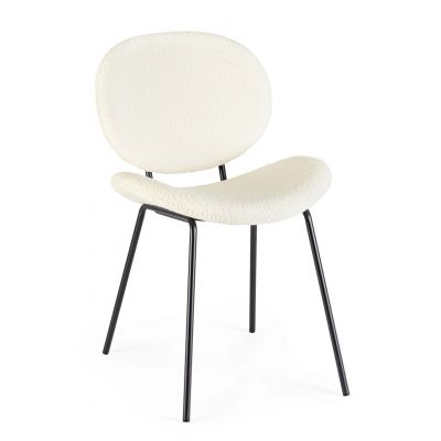 Scaun Maddie, Bizzotto, 52x59.5x79.5 cm, otel/poliester Boucle, alb