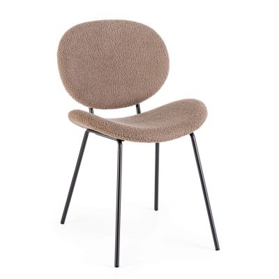 Scaun Maddie, Bizzotto, 52x59.5x79.5 cm, otel/poliester Boucle, maro
