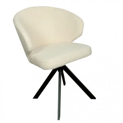 Scaun Rotativ Capri, Picior Metalic, Ivory, 62 Cm
