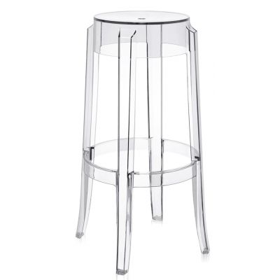 Set 2 scaune bar Kartell Charles Ghost 2005 design Philippe Starck h75cm  transparent