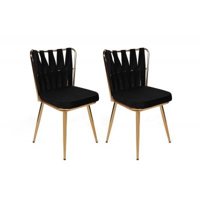 Set scaune (2 bucăți) Kuşaklı Chair Set (2 Pieces), Negru, 43x82x43 cm