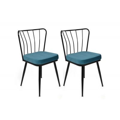 Set scaune (2 bucăți) Yıldız 944 Chair Set (2 Pieces), Albastru inchis, 43 x 82 x 42 cm
