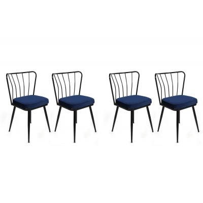 Set scaune (4 bucăți) Yıldız-1 Chair Set (4 Pieces), Albastru inchis, 42x82x43 cm