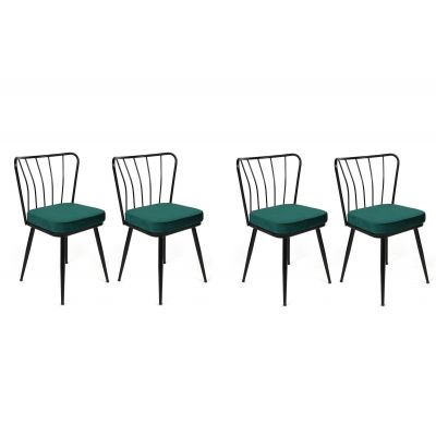 Set scaune (4 bucăți) Yıldız-1 Chair Set (4 Pieces), Albastru inchis, 42x82x43 cm
