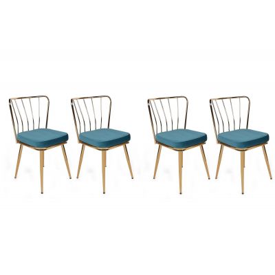 Set scaune (4 bucăți) Yıldız V4 Chair Set (4 Pieces), Albastru inchis, 42x82x43 cm