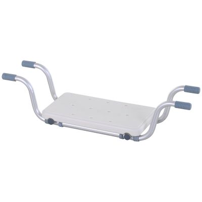 HOMCOM Scaun pentru Cadă din Aliaj de Aluminiu, Plastic și Lățime Reglabilă, 73-83x22x18 cm, Alb | Aosom Romania