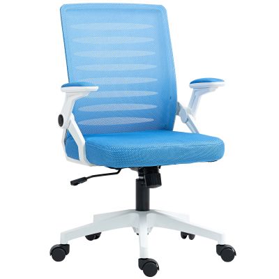 Vinsetto Scaun Ergonomic Reglabil pe Înălțime cu Cotiere de Ridicare, Scaun de Birou Pivotant din Poliester, 54x54x89-99 cm, Albastru | Aosom Romania
